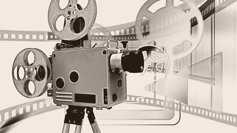 Film reel with clapperboard